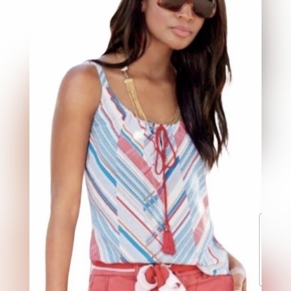 CAbi Vibrant Sleeveless Tie Front Tank Top - Picture 1 of 6